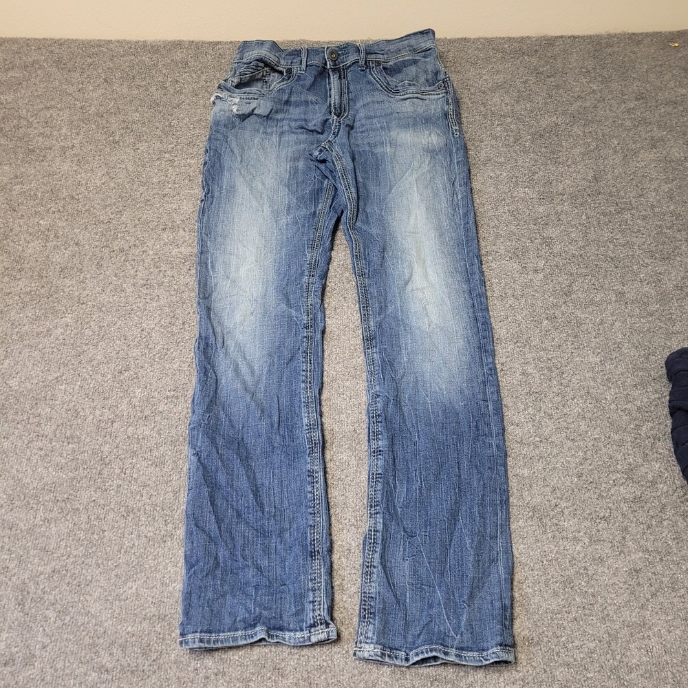 BKE Jeans Mens Size 32 Blue Jake Straight Distressed Denim Pants